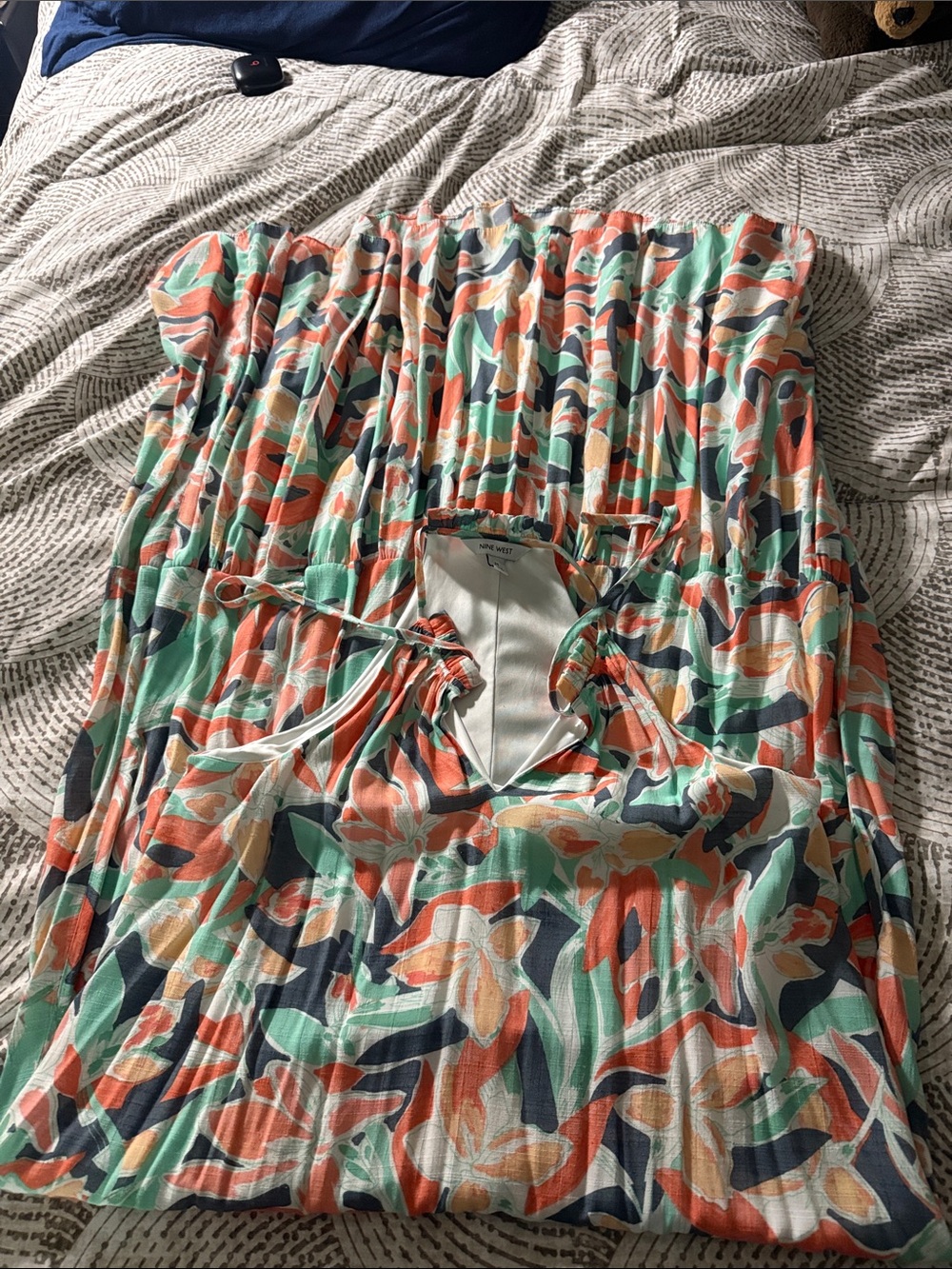 Floral Pleated Maxi Dress in Coral, Mint & Navy